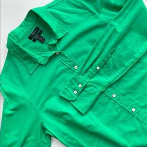 J Crew perfect shirt in linen - bright green